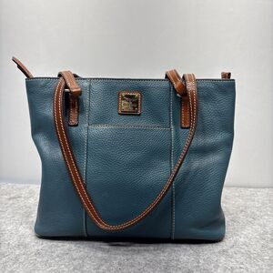 Dooney & Bourke Lexington Tote Teal Tan  Grain Leather Shoulder Bag